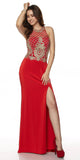 Juliet 614 Sexy Floor Length Formal Gown Cut Out Back Slit