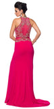 Juliet 617 Embellished Bodice Sheer Midriff Evening Gown