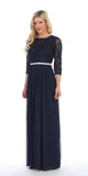 CLEARANCE - Celavie 6305L Three-Quarter Length Lace Sleeve Dress A-line (Size M)