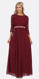CLEARANCE - Celavie 6305L Three-Quarter Length Lace Sleeve Dress A-line (Size M)