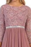 CLEARANCE - Celavie 6305L Three-Quarter Length Lace Sleeve Dress A-line (Size M)