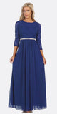 CLEARANCE - Celavie 6305L Three-Quarter Length Lace Sleeve Dress A-line (Size M)