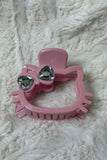 Sparkle Kitty Bow Hair Claw Clip
