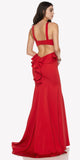 Juliet 645 Fit and Flare Evening Gown Cut Out Back with Ruffles