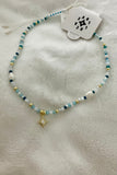 Blue and Clear Shell Tigers Eye Necklace