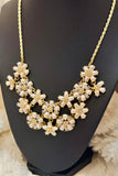 Golden Garden Pearl Blossom Statement Necklace Set