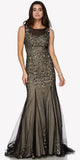 Juliet 656 Sleeveless Appliqued Mermaid Gown Godets and Train