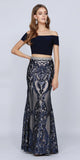 Juliet 663 Off-Shoulder Crop Top Two-Piece Long Dress