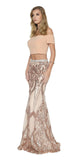 Juliet 663 Off-Shoulder Crop Top Two-Piece Long Dress