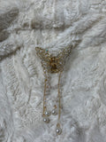 Golden Butterfly Pearl Cascade Hair Clip