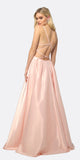 Juliet 687 Long Shiny Satin A-line Prom Gown with Pockets
