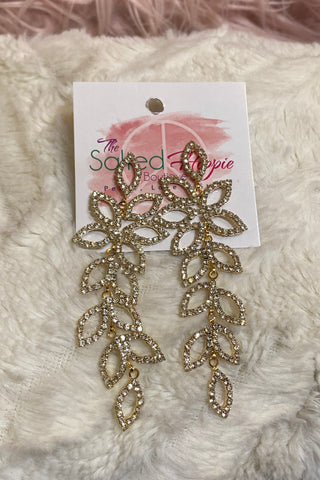 Clear Crystal Leaf Statement Earrings