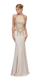 CLEARANCE - Eureka 7033 Embroidered Halter Mermaid Long Dress Racer Back (Size Small)