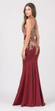 CLEARANCE - Eureka 7033 Embroidered Halter Mermaid Long Dress Racer Back (Size Small)