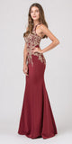 CLEARANCE - Eureka 7033 Embroidered Halter Mermaid Long Dress Racer Back (Size Small)