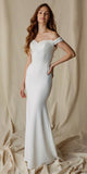 CLEARANCE - Eureka 7100 Lace Appliqued Bodice Long Dress Off-Shoulder (Size S)
