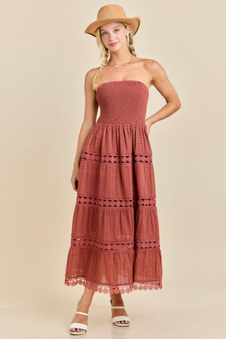 🍁 Autumn Amour Smocked Eyelet Maxi Dress