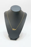 Golden Script Mama Necklace