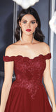 Cinderella Divine 7258 Off The Shoulder Long Gown
