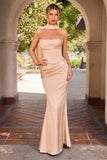 Ladivine 7439 Luxe Satin Strapless Two Piece Fitted Gown