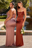 Ladivine 7439 Luxe Satin Strapless Two Piece Fitted Gown