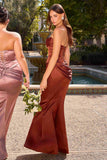 Ladivine 7439 Luxe Satin Strapless Two Piece Fitted Gown