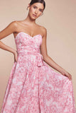 Ladivine 7443 Dress Strapless A-Line Floral Satin Dress