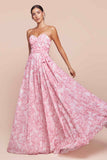 Ladivine 7443 Dress Strapless A-Line Floral Satin Dress