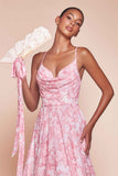 Ladivine 7444 Dress A-Line Soft Satin Print Dress