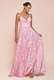 Ladivine 7444 Dress A-Line Soft Satin Print Dress