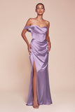 Ladivine 7448 Dress Long One Shoulder Satin Corset Gown