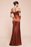 Ladivine 7452 Dress Off the Shoulder Lace Up Corset Satin Gown