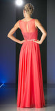 Cinderella Divine 7458 Illusion Sweetheart Long Chiffon Dress