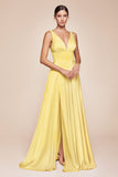 Ladivine 7469 Long Formal Evening Satin Dress with Slit