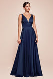 Cinderella Divine 7469 Floor Length Satin Formal V-Neckline Dress