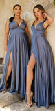 Cinderella Divine 7469WW Long Formal A-Line Satin Dress