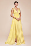 Cinderella Divine 7469 Floor Length Satin Formal V-Neckline Dress