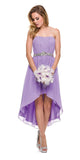 Juliet 747 Asymmetrical Strapless Ruched Bodice Dress