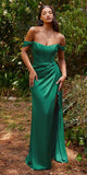 Cinderella Divine 7484C Plus Size Off the Shoulder Corset Satin Formal Gown