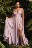 Cinderella Divine 7485C Sweetheart Neckline Soft Satin A-Line Formal Dress
