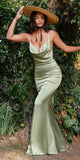 Cinderella Divine 7487 Fitted Satin Dress Cowl Neckline Open Tie Back