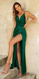 Cinderella Divine 7489C Floor Length Fitted V-Neckline Illusion Side Cut Outs