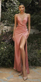 Cinderella Divine 7489C Floor Length Fitted V-Neckline Illusion Side Cut Outs
