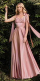 Cinderella Divine 7490 Long Soft Satin A-Line Dress