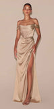 CLEARANCE - Cinderella Divine 7492 Off the Shoulder Sage Green Satin Gown (Size 8)