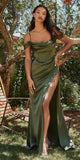 Ladivine 7492 Satin Off the Shoulder Corset Satin Formal Gown