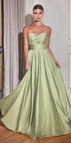 Ladivine 7496 Floor Length A-Line Luxurious Satin Strapless Keyhole Dress