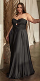 Ladivine 7496 Floor Length A-Line Luxurious Satin Strapless Keyhole Dress