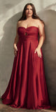 Ladivine 7496 Floor Length A-Line Luxurious Satin Strapless Keyhole Dress