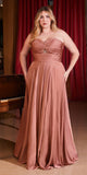 Ladivine 7496 Floor Length A-Line Luxurious Satin Strapless Keyhole Dress
